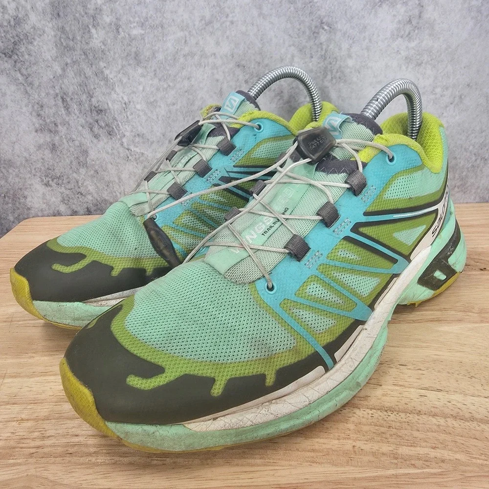 Salomon Wings Pro 2 Trail Running Shoes Womens 8 Lime Green Hiking Sneakers